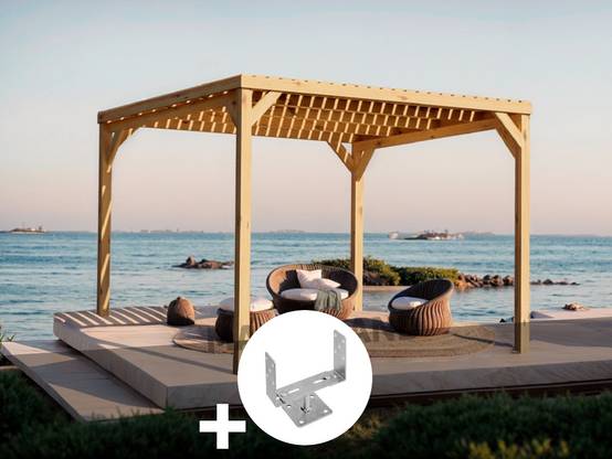 Pergola en bois Toulouse avec toit semi-ouvert 600 x 300 cm + 6 supports - Maderland - Image 1