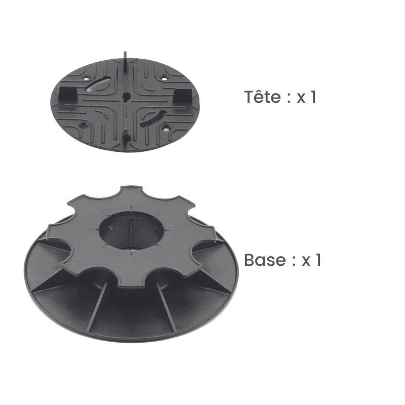 Jardinex - Plot terrasse dalle réglable 5 - 8 cm - Noir - Jardinex - Imagen 2