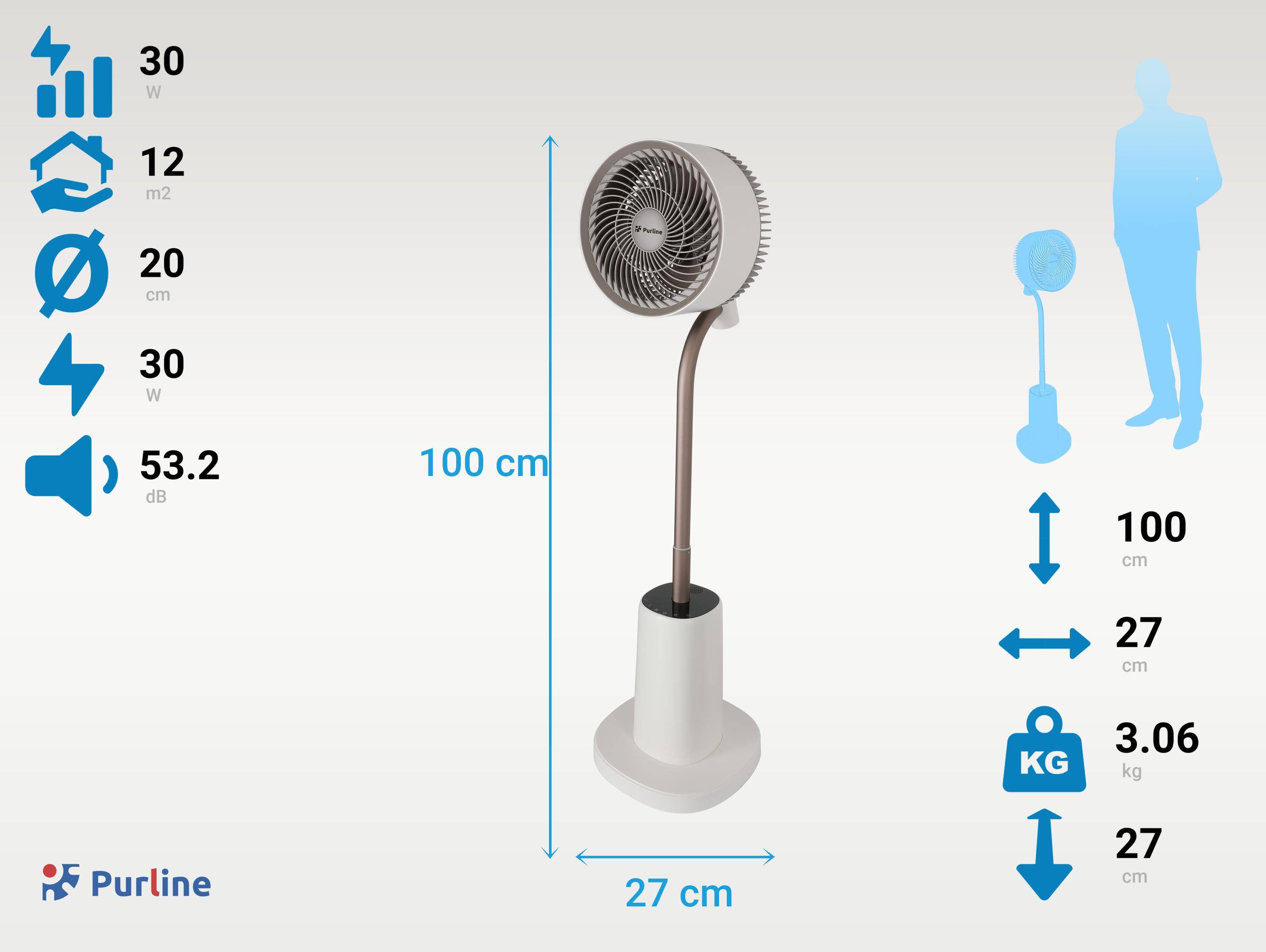Ventilateur de sol DC avec lumière ambiante - Purline - Image 3