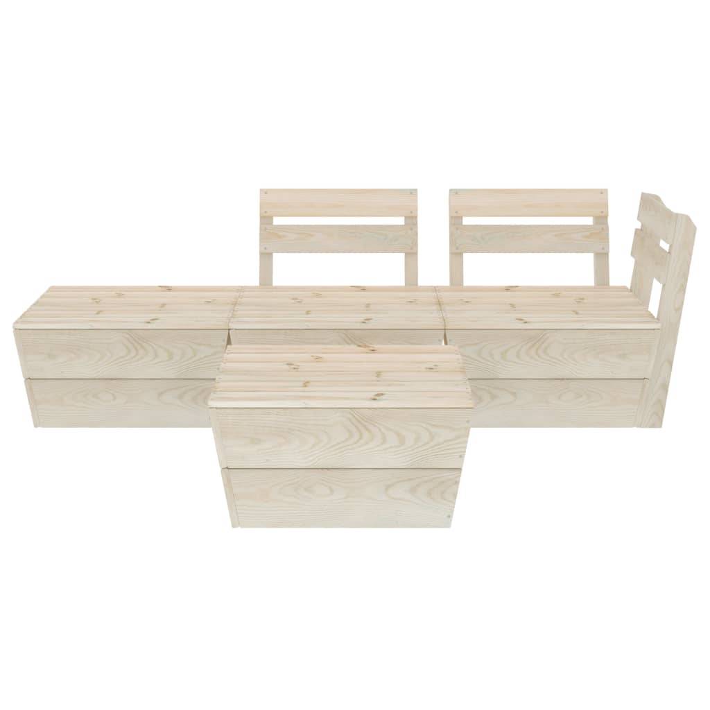 Helloshop26 - Salon de jardin meuble d'extérieur ensemble de mobilier palette 4 pièces bois d'épicéa imprégné - Imagen 2