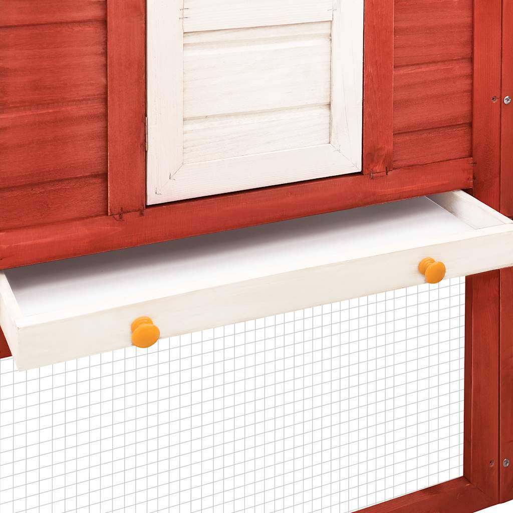 Vidaxl - Clapier d'extérieur avec piste Rouge et blanc Bois de sapin vidaXL 170875 - Imagen 6