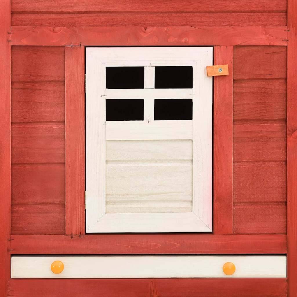 Vidaxl - Clapier d'extérieur avec piste Rouge et blanc Bois de sapin vidaXL 170875 - Imagen 5