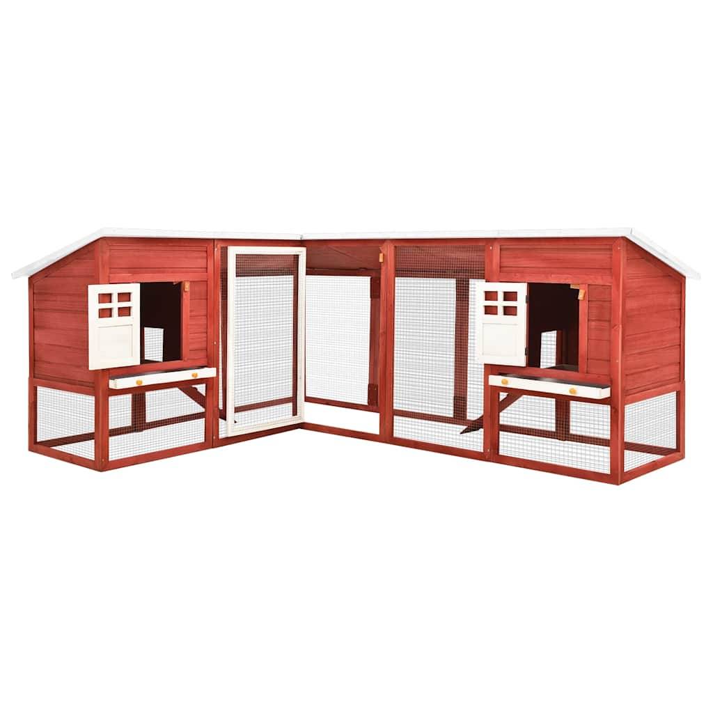 Vidaxl - Clapier d'extérieur avec piste Rouge et blanc Bois de sapin vidaXL 170875 - Imagen 2