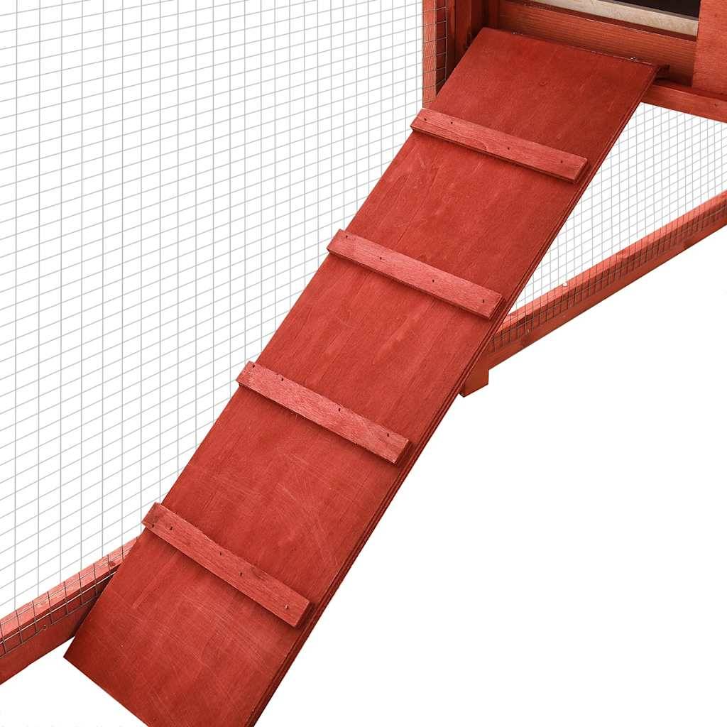 Vidaxl - Clapier d'extérieur avec piste Rouge et blanc Bois de sapin vidaXL 170875 - Imagen 4