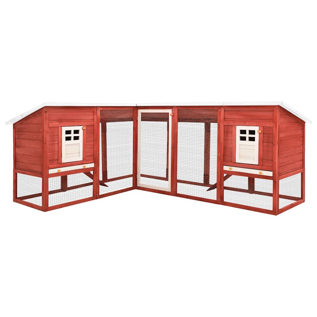Vidaxl - Clapier d'extérieur avec piste Rouge et blanc Bois de sapin vidaXL 170875 - Imagen 1