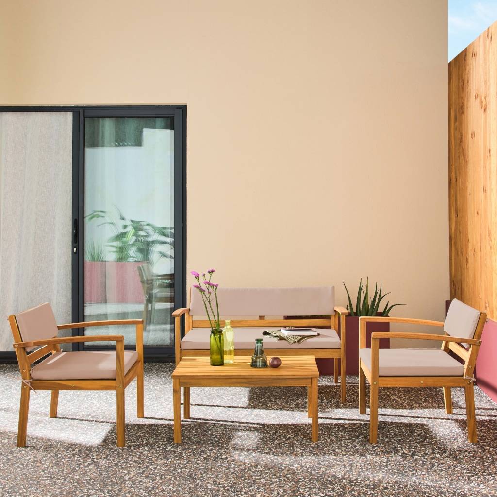 sweeek - Salon de jardin bois d'acacia 4 places marron - Komoda | sweeek - Image 1
