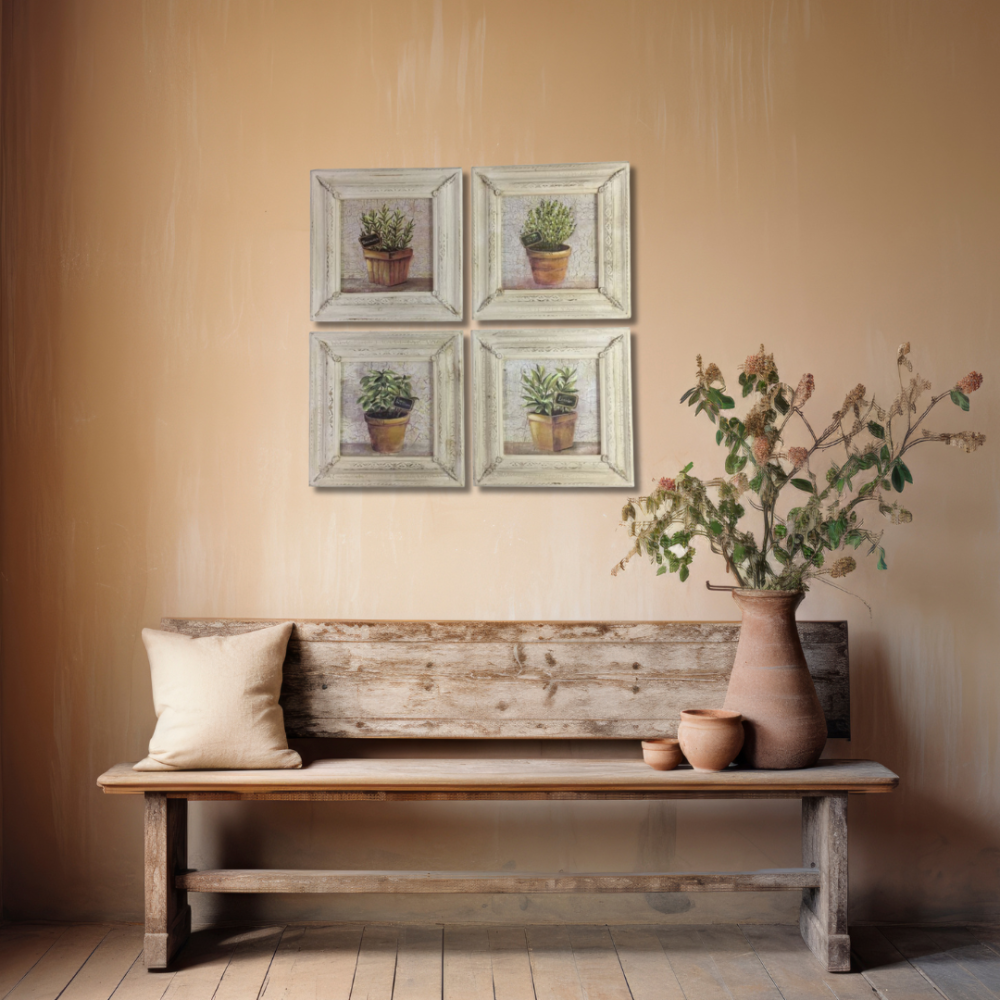 Set de 4 tableaux en bois multicolore 35 x 35 cm Chemin de campagne - Imagen 2