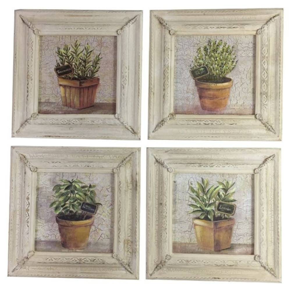Set de 4 tableaux en bois multicolore 35 x 35 cm Chemin de campagne - Imagen 1