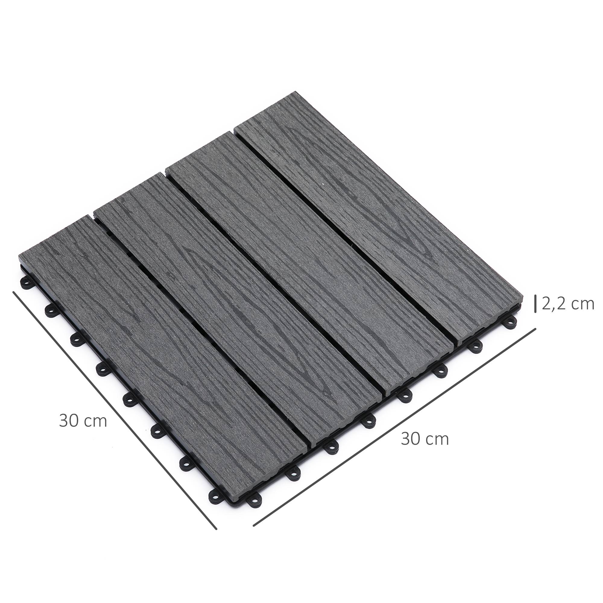 BMOT Dalles terrasse caillebotis Lot de 44 pcs, Surface Max. 4 m²- emboîtables Carreaux bois d