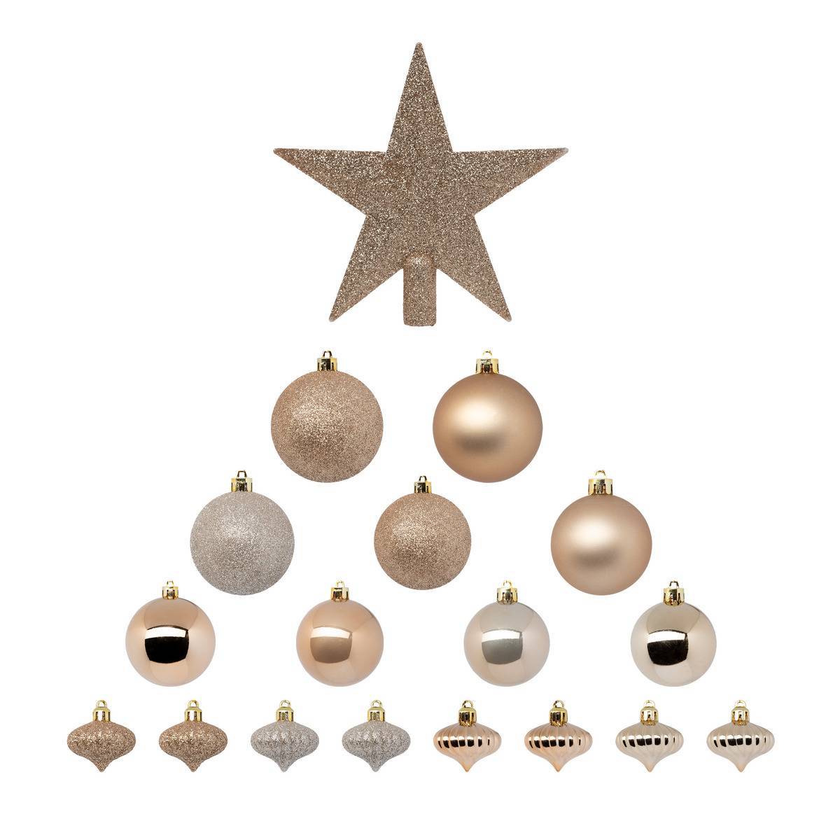 Atmosphera - Kit de 18 Boules de Noël beige - Atmosphera Créateur d'intérieur - Imagen 1