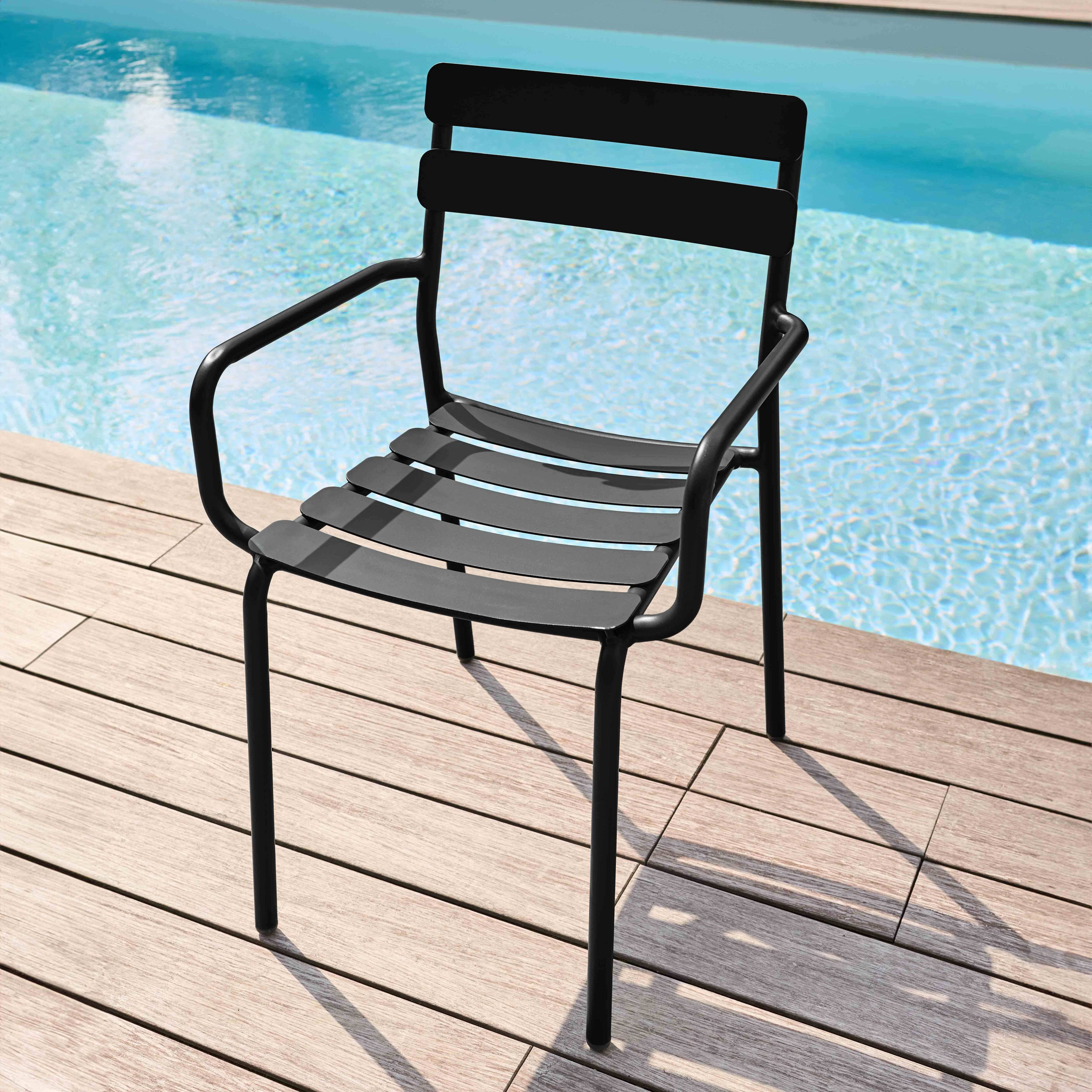 Oviala - Fauteuil de terrasse en aluminium noir Almada - Oviala - Imagen 2
