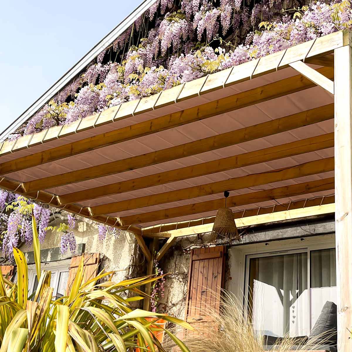Toile Pergola Taupe 2,5x3 m LP640PR - Garantie 8 ans - Bâche Pergola ou Tonnelle étanche en PVC pour terrasse TECPLAST - Image 1