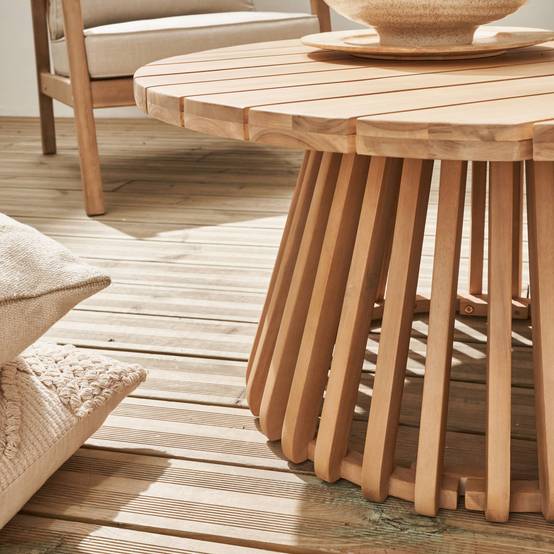 sweeek - Table basse de jardin ronde en bois d'acacia. intérieur/extérieur Ø80cm | sweeek - Image 4