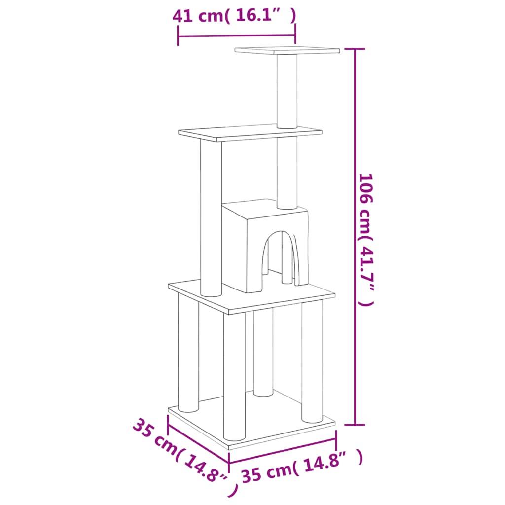 Vidaxl - Arbre à chat avec griffoirs en sisal Gris clair 105 cm vidaXL 171467 - Imagen 3