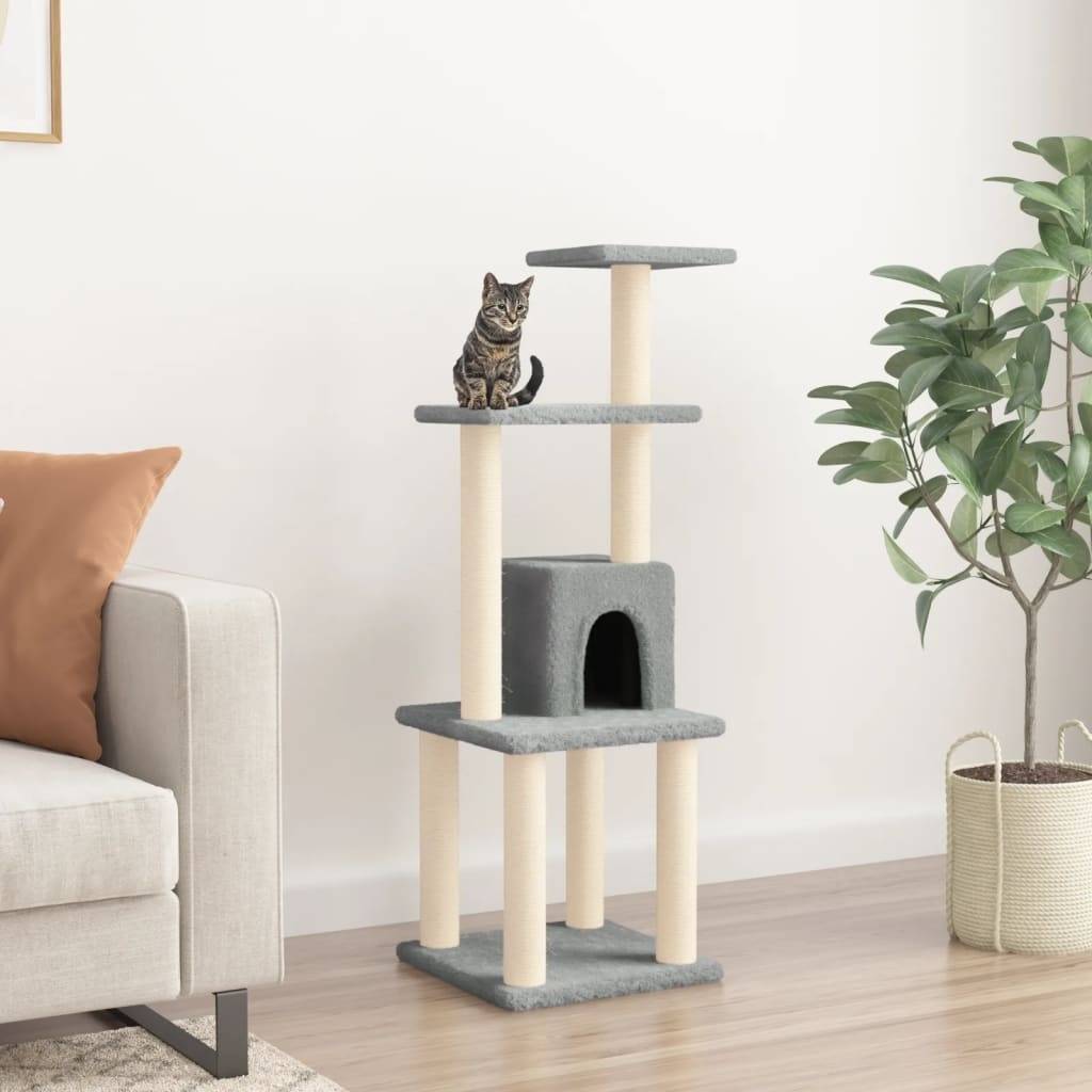 Vidaxl - Arbre à chat avec griffoirs en sisal Gris clair 105 cm vidaXL 171467 - Imagen 6
