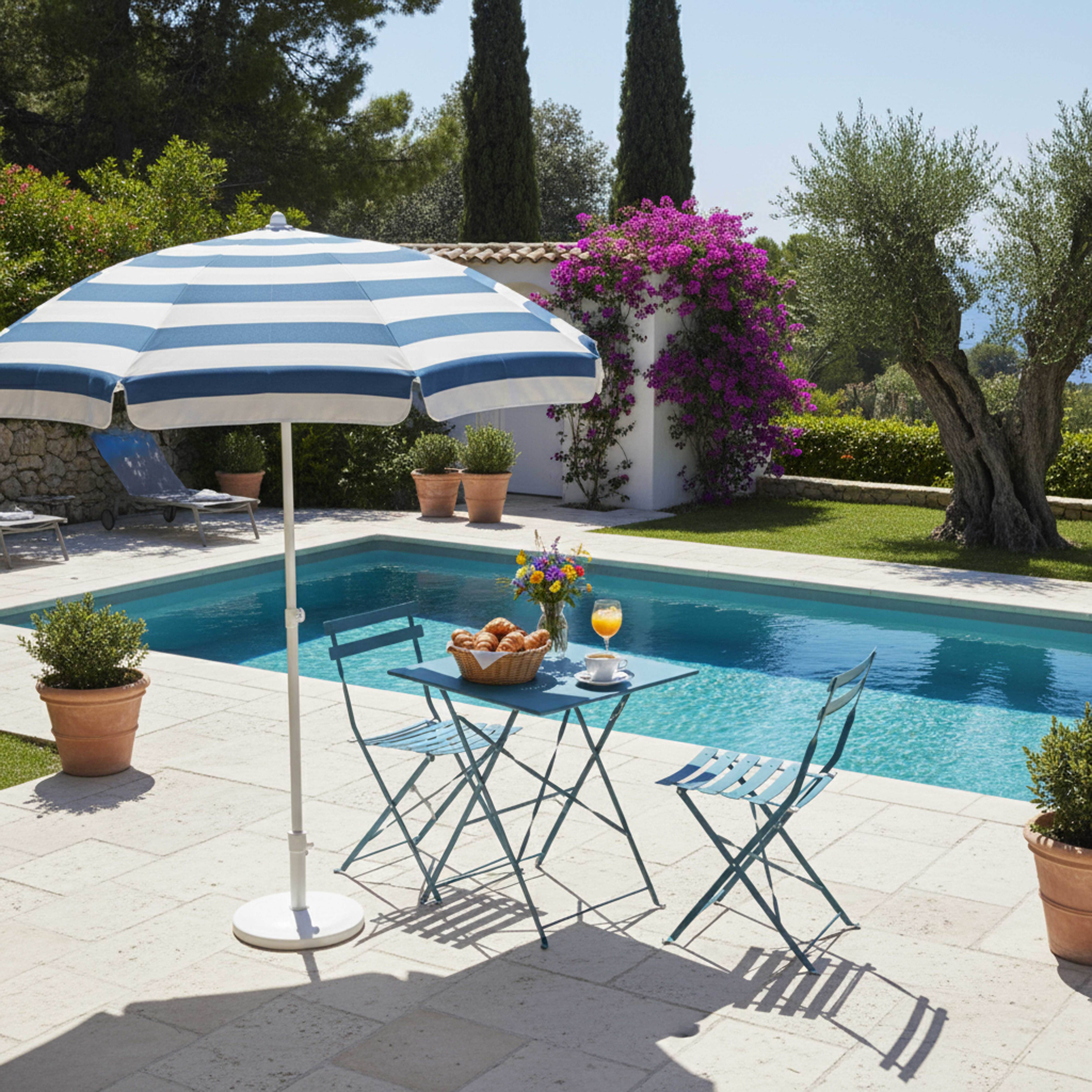 Oviala - Table de jardin et 2 chaises acier 60 cm bleu pacific Rome - Oviala - Imagen 2