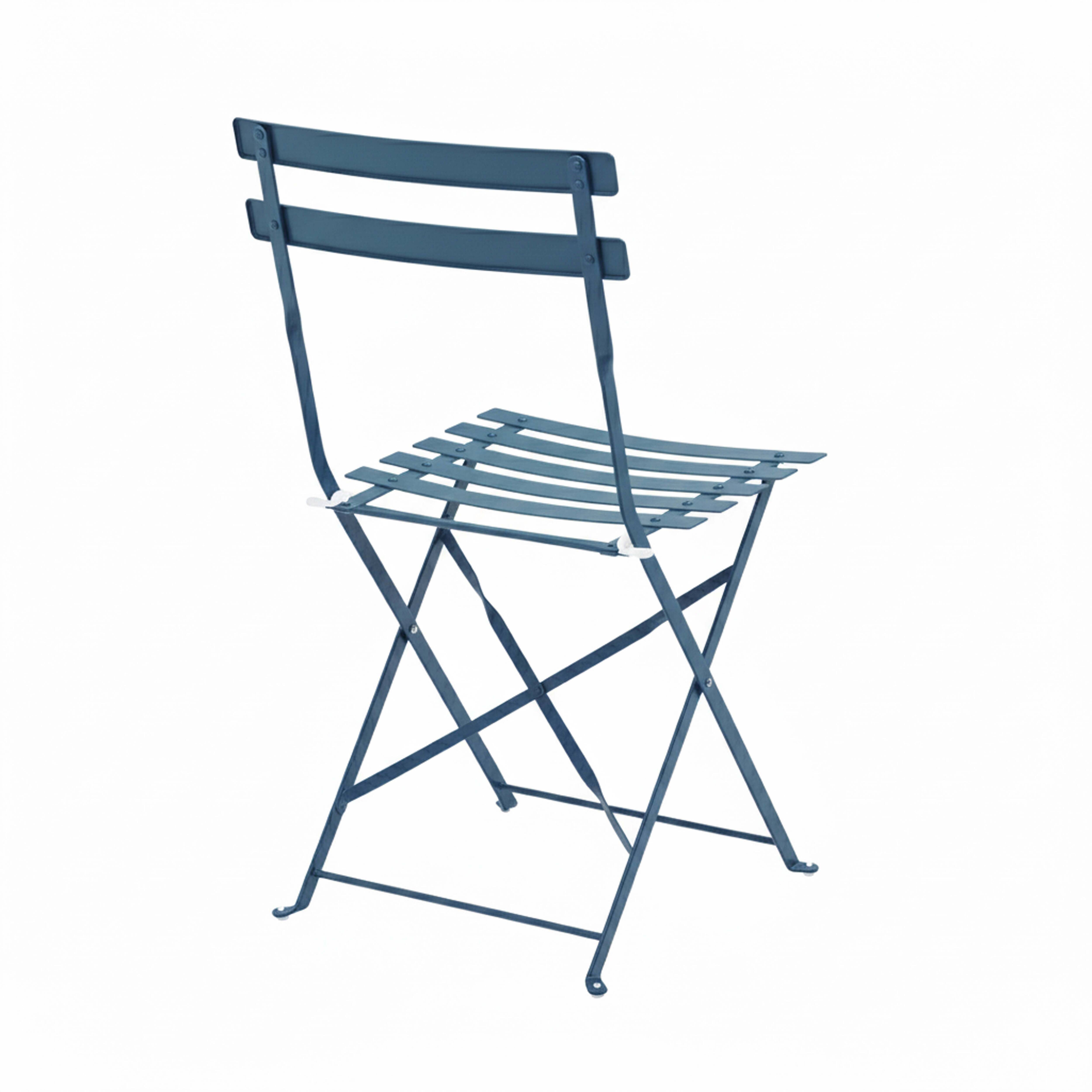 Oviala - Table de jardin et 2 chaises acier 60 cm bleu pacific Rome - Oviala - Imagen 6