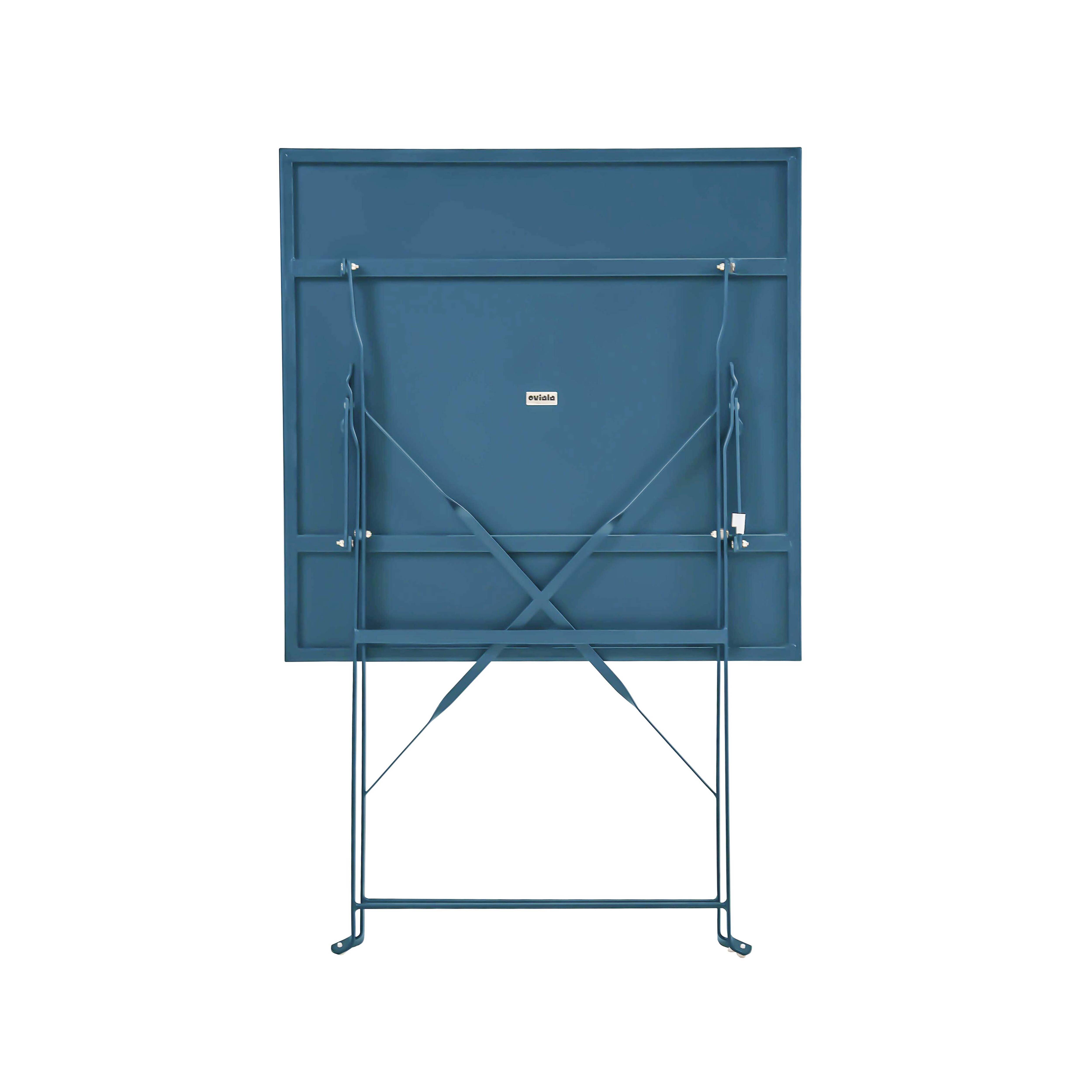Oviala - Table de jardin et 2 chaises acier 60 cm bleu pacific Rome - Oviala - Imagen 5