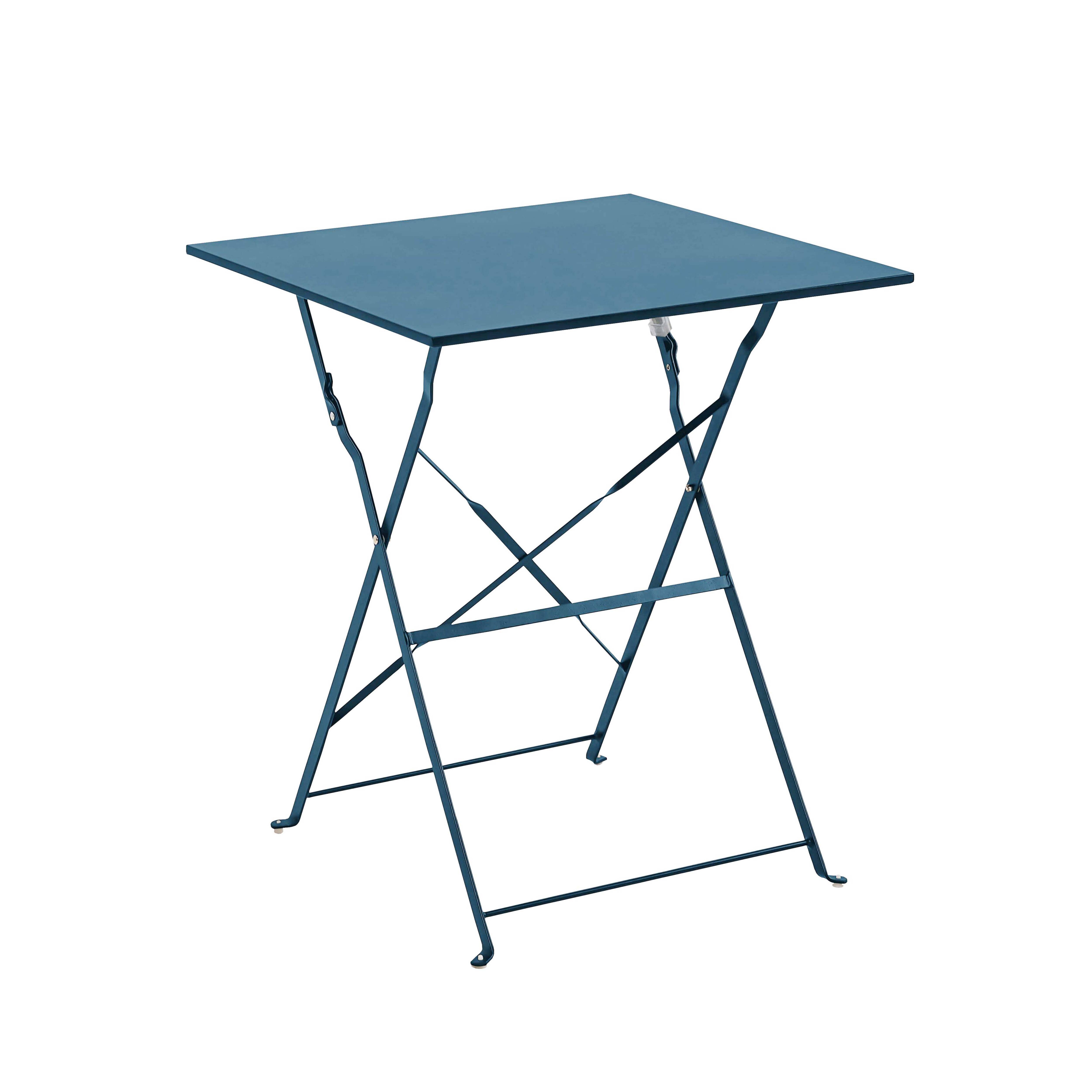 Oviala - Table de jardin et 2 chaises acier 60 cm bleu pacific Rome - Oviala - Imagen 4