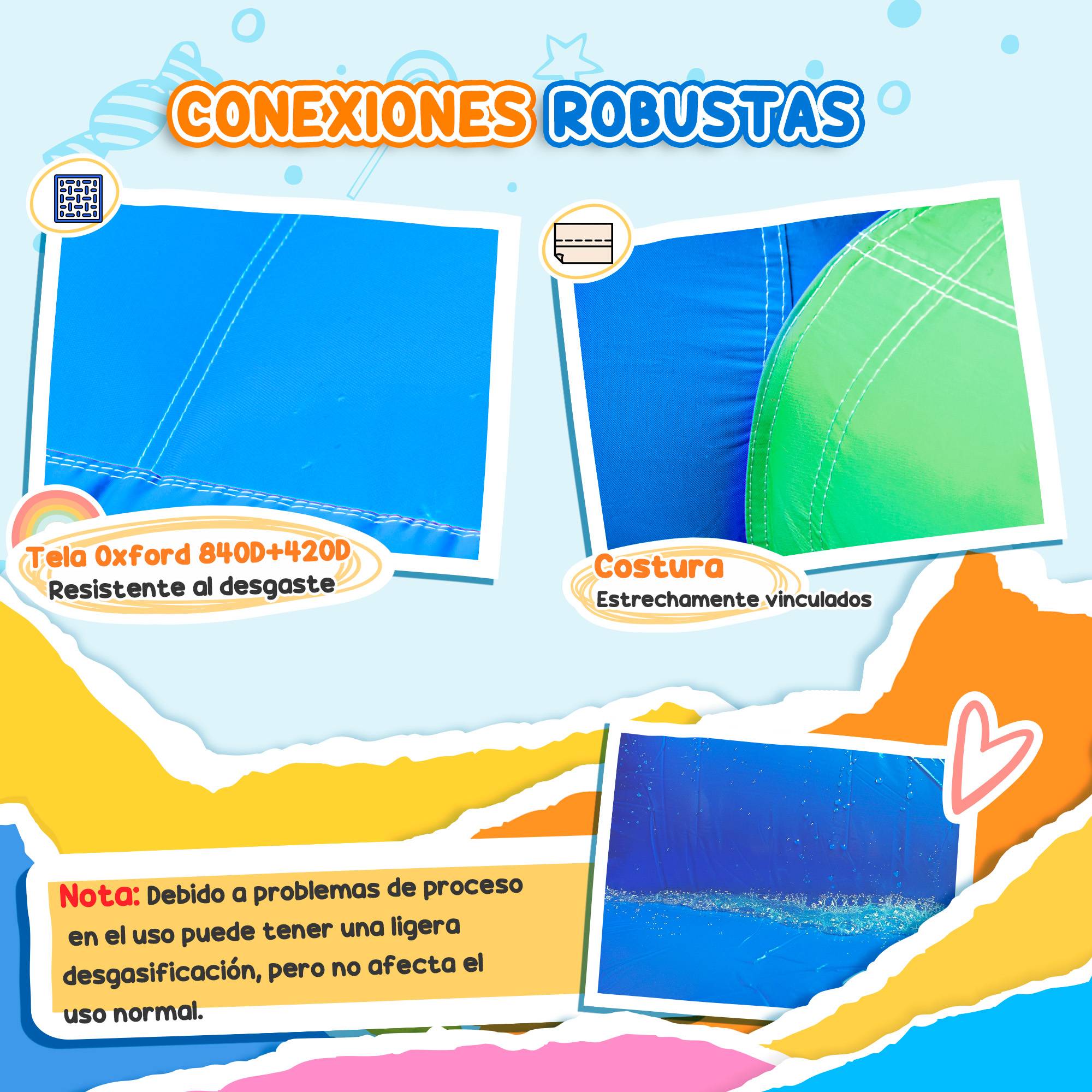 Château gonflable multicolore toboggan trampoline piscine sac de transport 330 × 245 × 215 cm dès 3 ans - Image 10