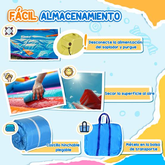 Château gonflable multicolore toboggan trampoline piscine sac de transport 330 × 245 × 215 cm dès 3 ans - Image 7