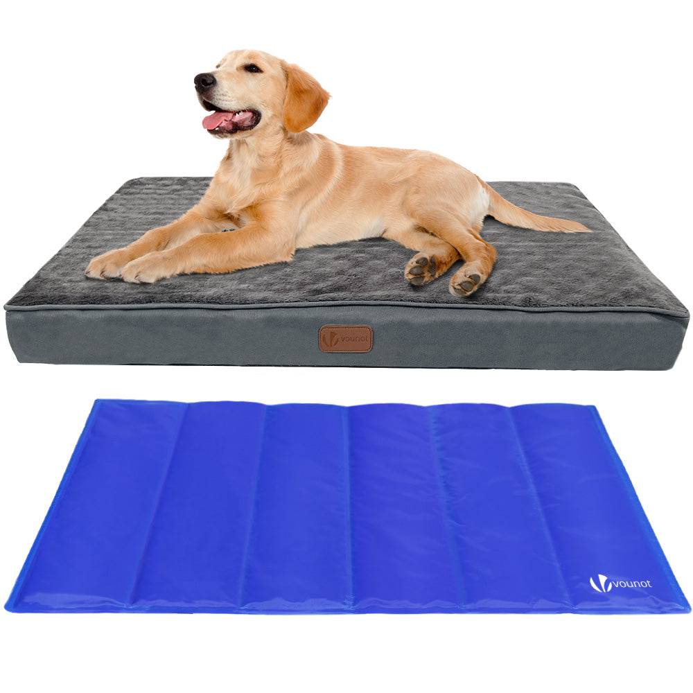 Vounot - Matelas panier pour chien avec tapis gel rafraichissant amovible 91x70x9cm