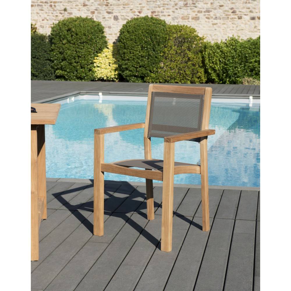 FUN - Ensemble de jardin 12 pers.table rect./ fauteuils bois Teck gris - Image 5