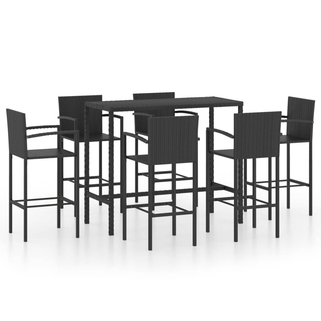 Helloshop26 - Ensemble de bar de jardin 7 pièces résine tressée noir - Imagen 1