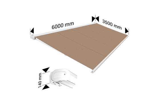 Ombrazur - Store banne Coffre intégral PROTECT 2 LED Blanc 6x3,5m Motorisé à télécommande + Eclairage LED - Toile Taupe OMBRAZUR - Imagen 4