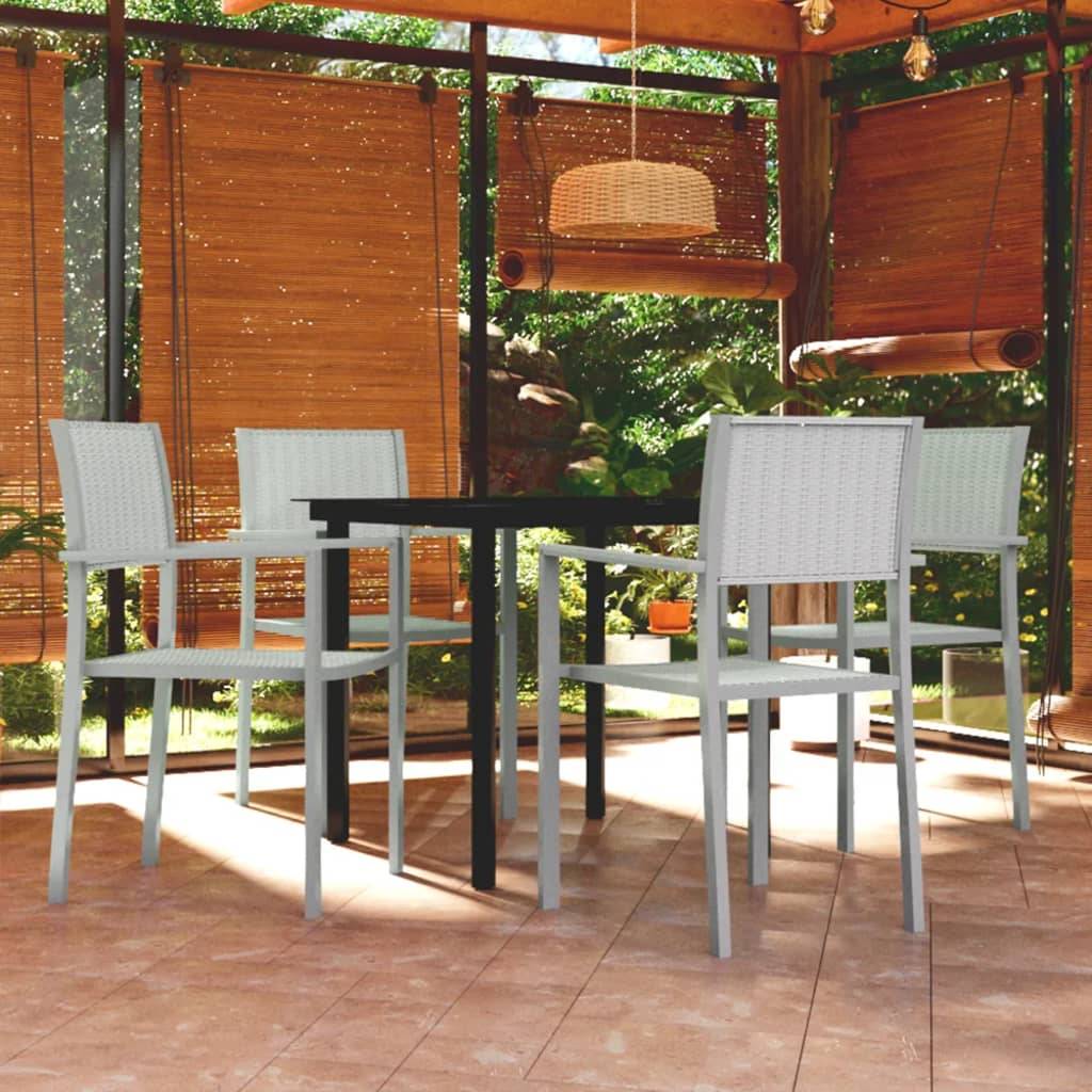 Ensemble Repas 4P Plastique Aspect Rotin et Acier Blanc – ComfortXL Outdoor Living - Image 1