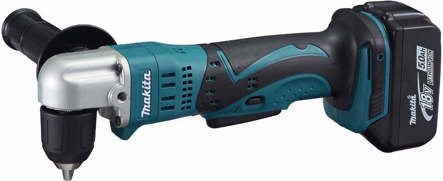 Makita - Perceuse visseuse d'angle 18 V Li-Ion 5 Ah Ø 10 mm Auto-serrant MAKITA - 2 batteries, chargeur, coffret - DDA351RTJ