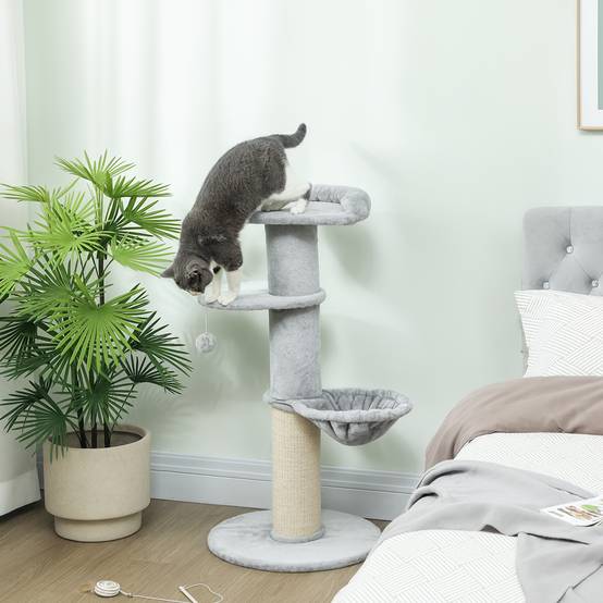 Arbre à chat Peluche douce Pour chats Jeu et escalade 103.5cm Gris clair - ComfortXL Outdoor Living - Image 3