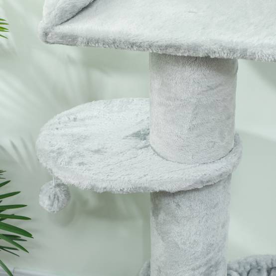 Arbre à chat Peluche douce Pour chats Jeu et escalade 103.5cm Gris clair - ComfortXL Outdoor Living - Image 10