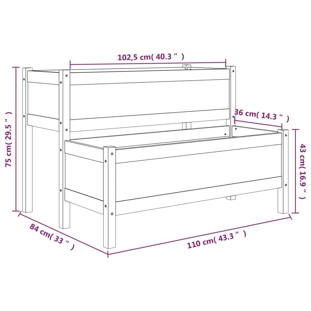 Maison Chic - Jardinière - Pot De Fleurs - Bac à Fleurs Gris 110x84x75 cm Bois massif de pin - Imagen 9