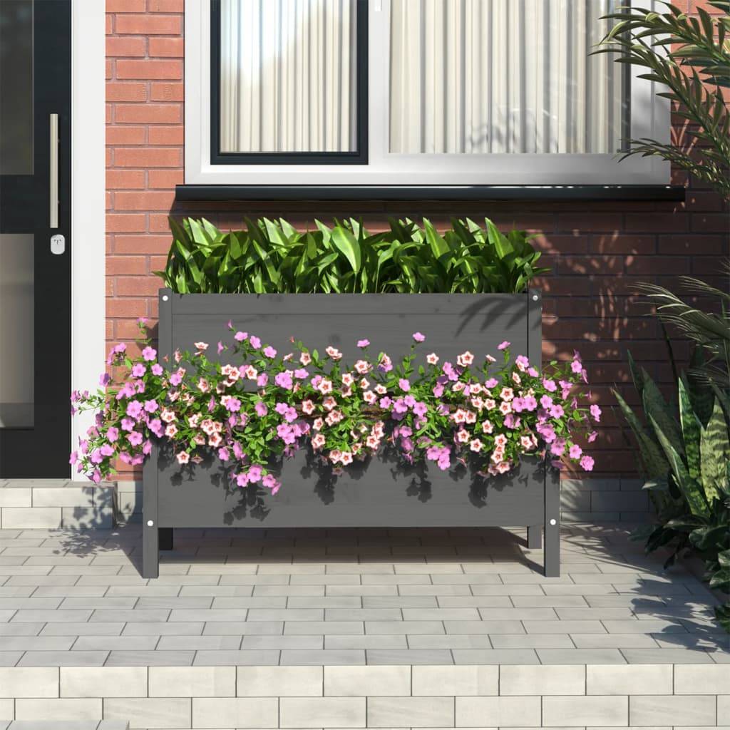 Maison Chic - Jardinière - Pot De Fleurs - Bac à Fleurs Gris 110x84x75 cm Bois massif de pin - Imagen 3