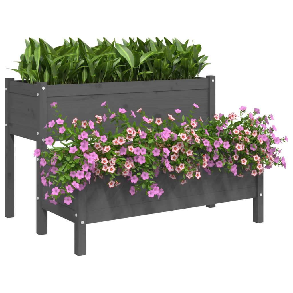 Maison Chic - Jardinière - Pot De Fleurs - Bac à Fleurs Gris 110x84x75 cm Bois massif de pin - Imagen 4