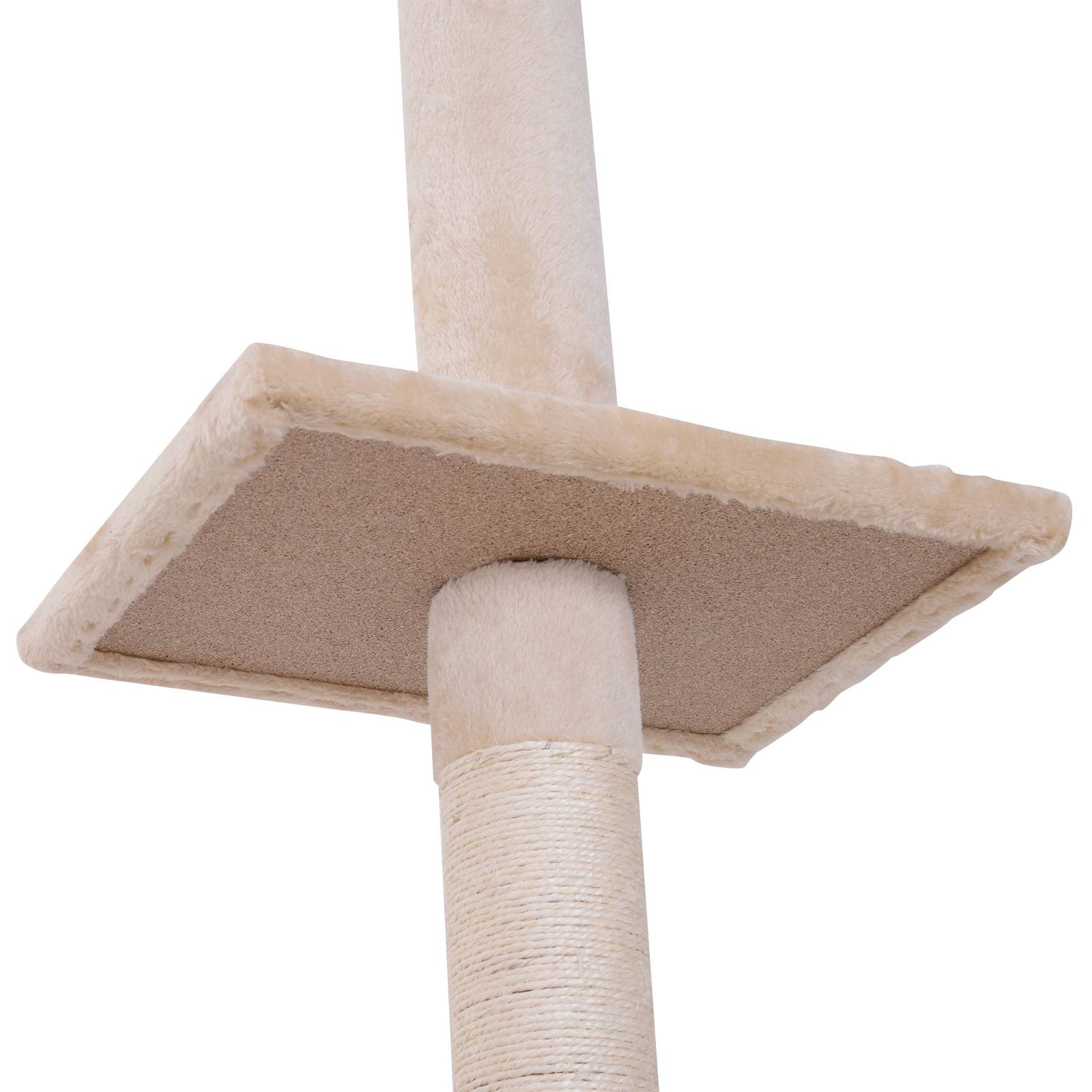 Pawhut - Arbre à chat poteau à griffer L40 x l 34 x H 230-260 cm 5 niveaux d'activités beige - Imagen 8