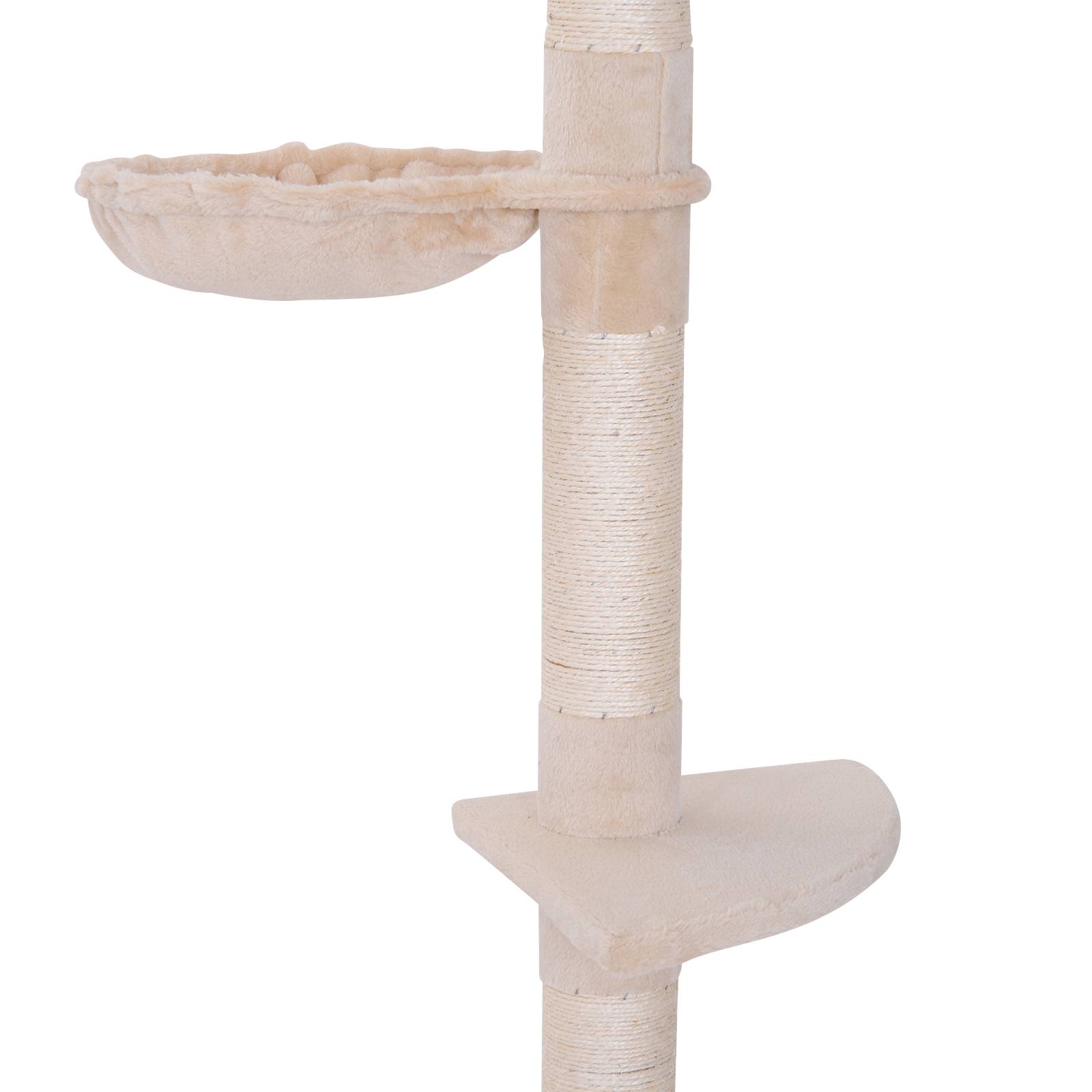Pawhut - Arbre à chat poteau à griffer L40 x l 34 x H 230-260 cm 5 niveaux d'activités beige - Imagen 9
