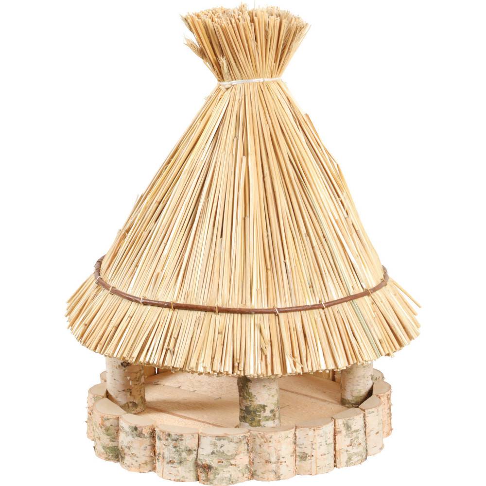 Mangeoire paillote ronde ø31 cm hauteur 47 cm, pour oiseaux - Imagen 1