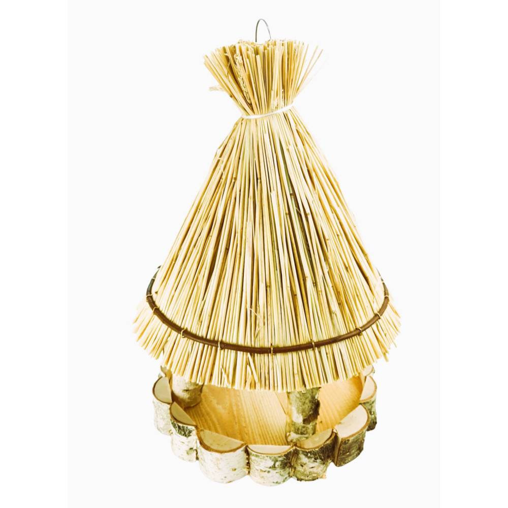 Mangeoire paillote ronde ø31 cm hauteur 47 cm, pour oiseaux - Imagen 4
