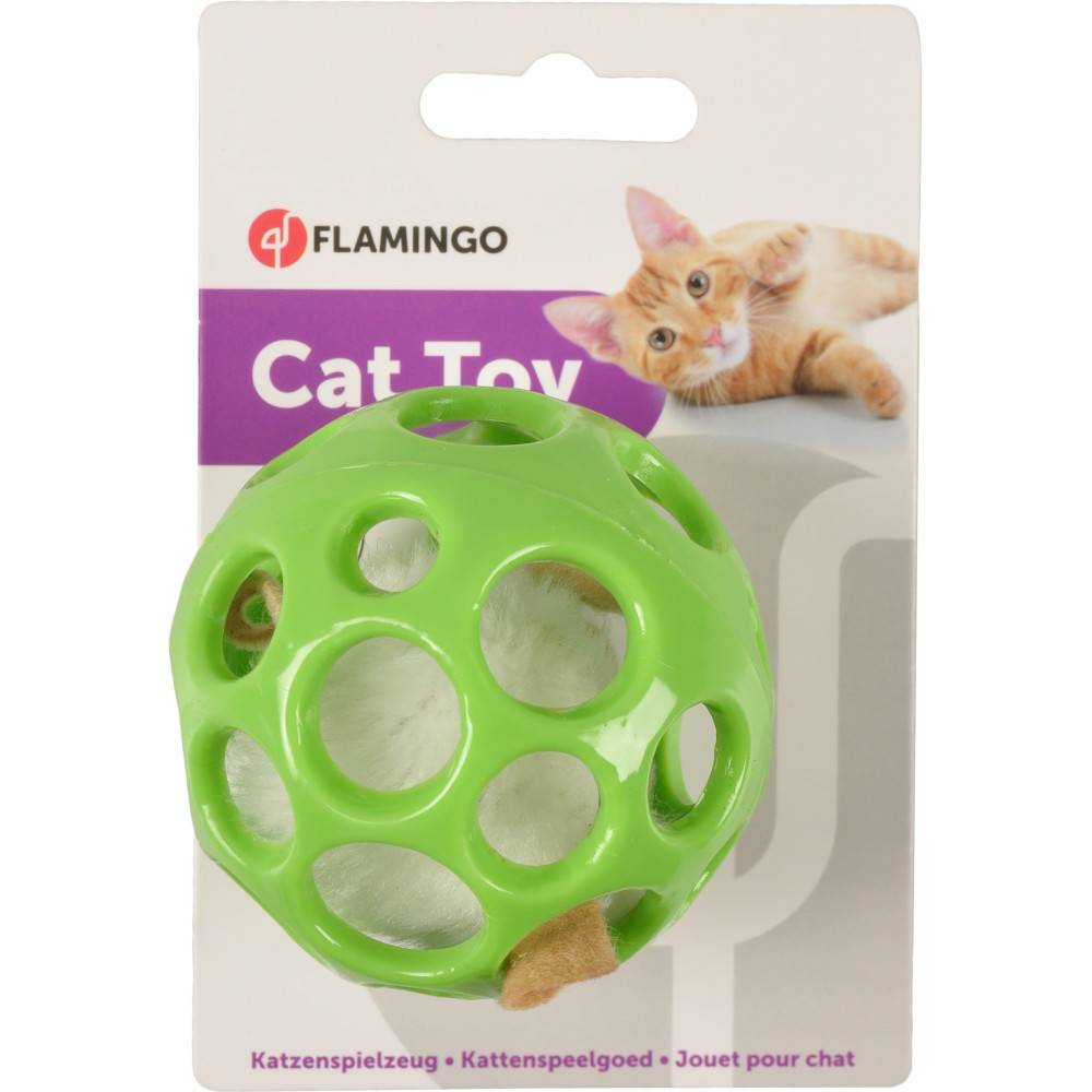 Flamingo - Balle verte ø 7 cm avec souris peluche a l'intérieur jouet pour chat - Imagen 2