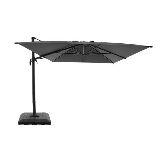 Parasol déporté rectangulaire 3x4m + housse et dalles à lester 98x98cm anthracite - Ombrea | sweeek - Image 2