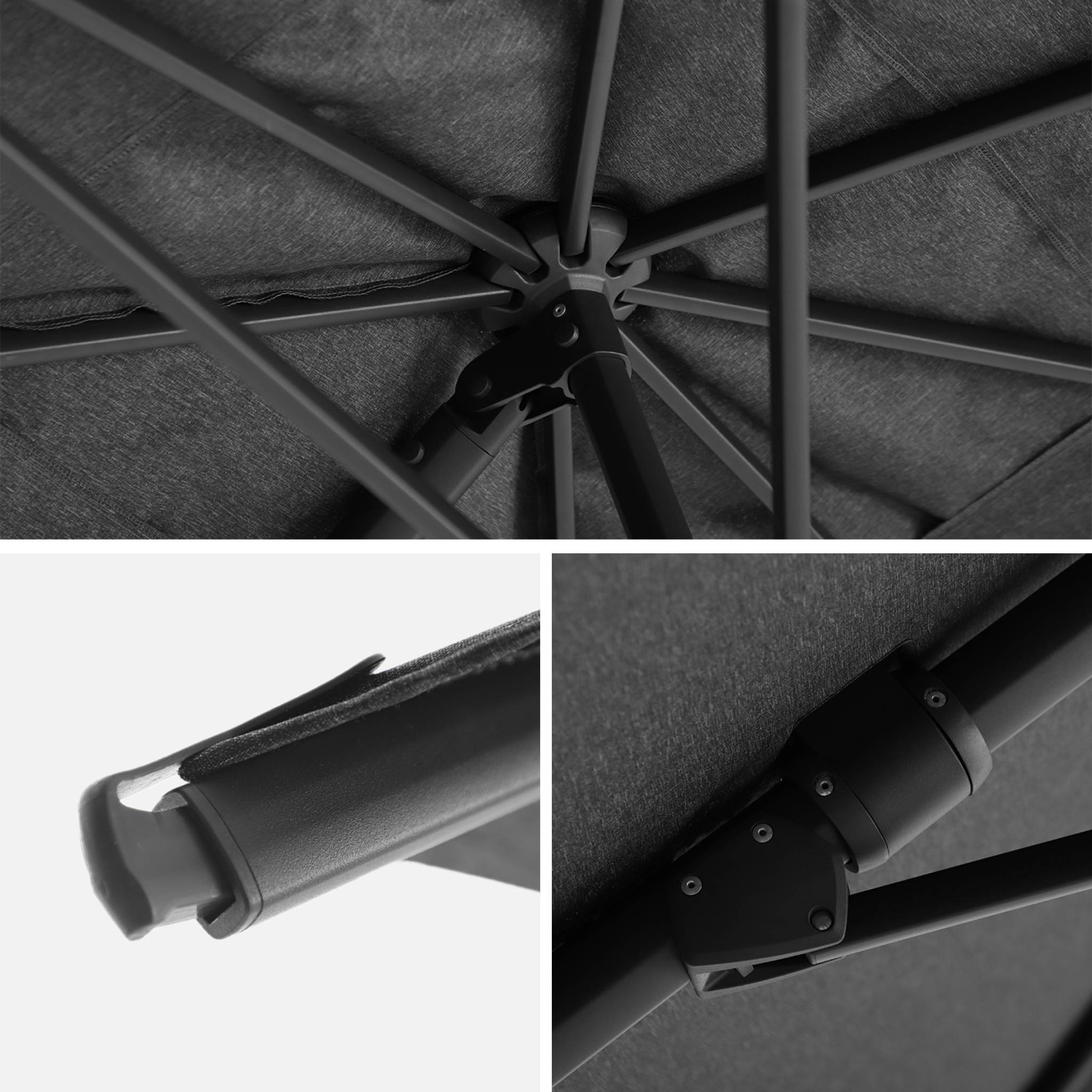 Parasol déporté rectangulaire 3x4m + housse et dalles à lester 98x98cm anthracite - Ombrea | sweeek - Image 5