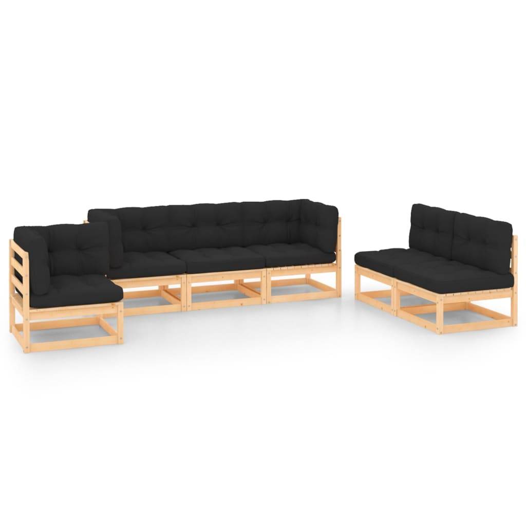 Helloshop26 - Salon de jardin meuble d'extérieur ensemble de mobilier 6 pièces avec coussins bois de pin massif - Imagen 1
