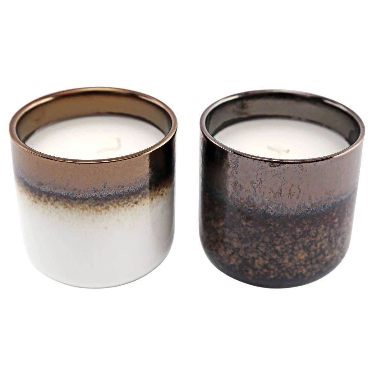 Sil - Bougie en pot effet émaillé 9 x 9.5 cm (Lot de 2)