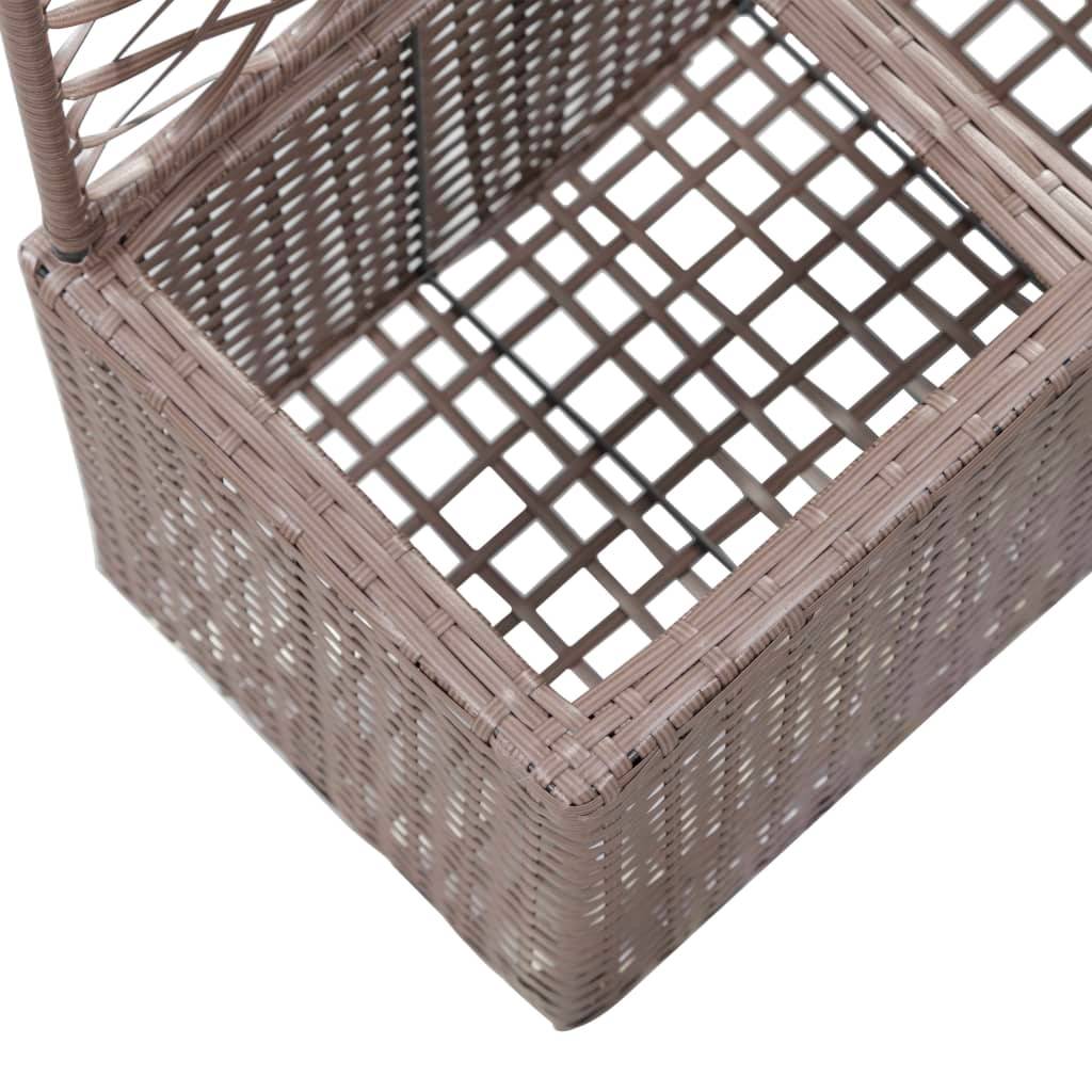 Helloshop26 - Jardinière lit surélevé plantes fleurs jardin treillis 2 pots 58 x 30 x 107cm résine tressée marron - Imagen 6