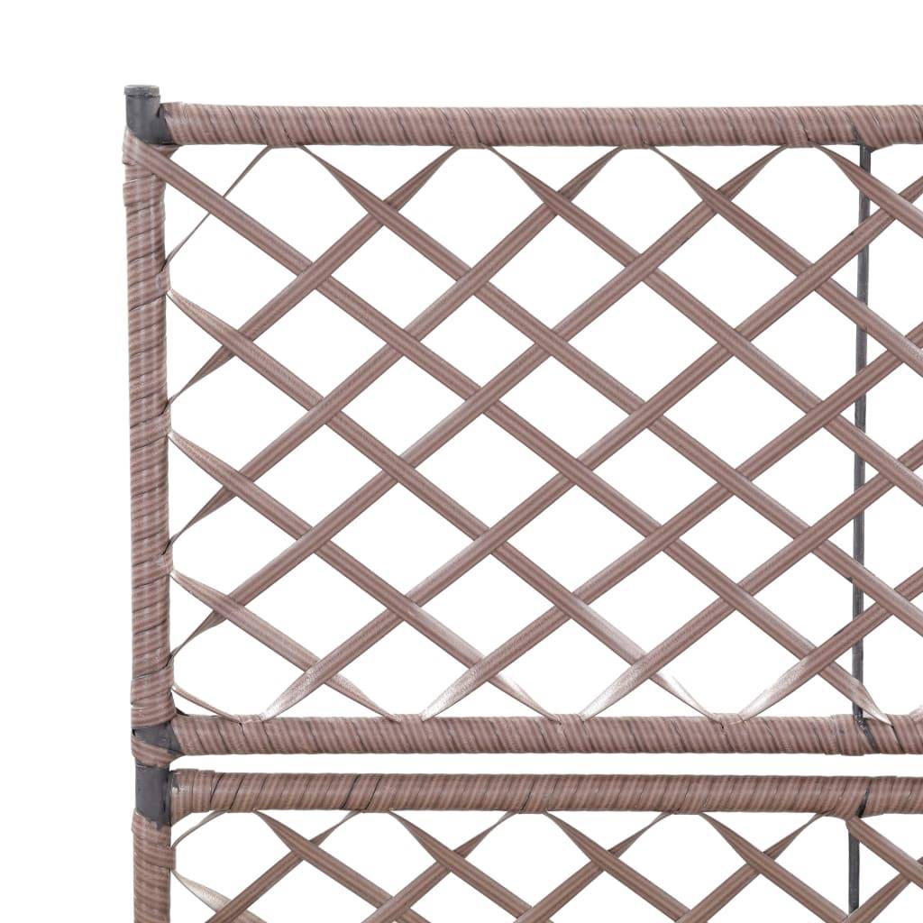 Helloshop26 - Jardinière lit surélevé plantes fleurs jardin treillis 2 pots 58 x 30 x 107cm résine tressée marron - Imagen 5