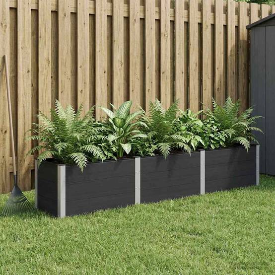 ComfortXL - Grand bac à fleurs composite aluminium pour potager extérieur fond ouvert noir 300x50x54cm - ComfortXL Outdoor Living - Image 1
