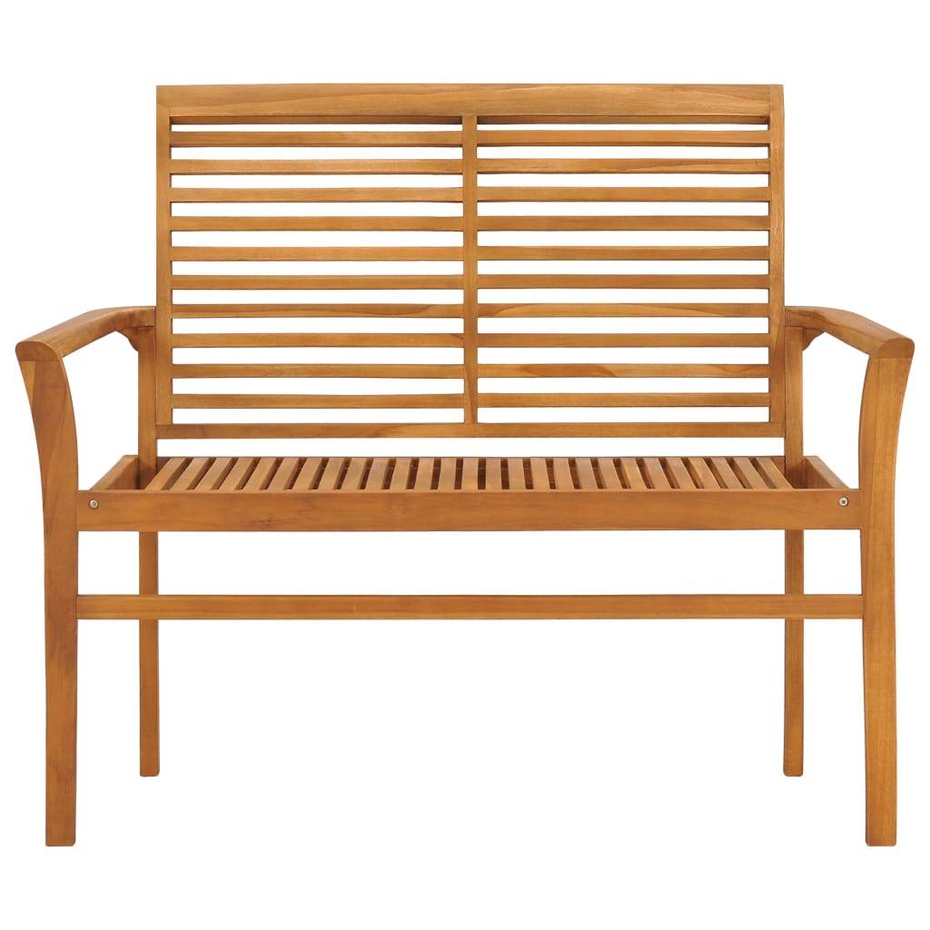 Helloshop26 - Banc de jardin meuble de patio d'extérieur terrasse avec coussin vert 112 cm bois de teck massif - Imagen 3
