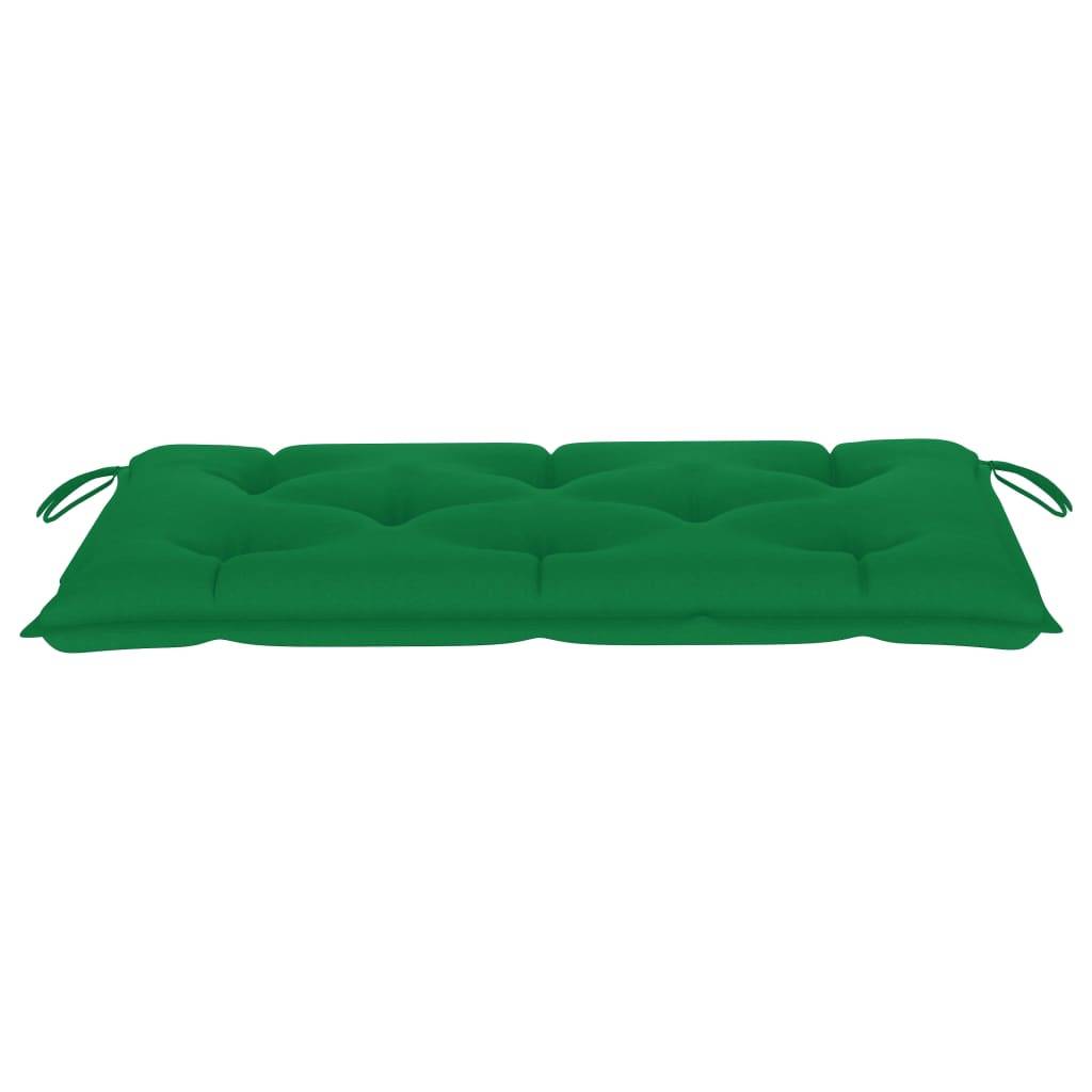 Helloshop26 - Banc de jardin meuble de patio d'extérieur terrasse avec coussin vert 112 cm bois de teck massif - Imagen 7